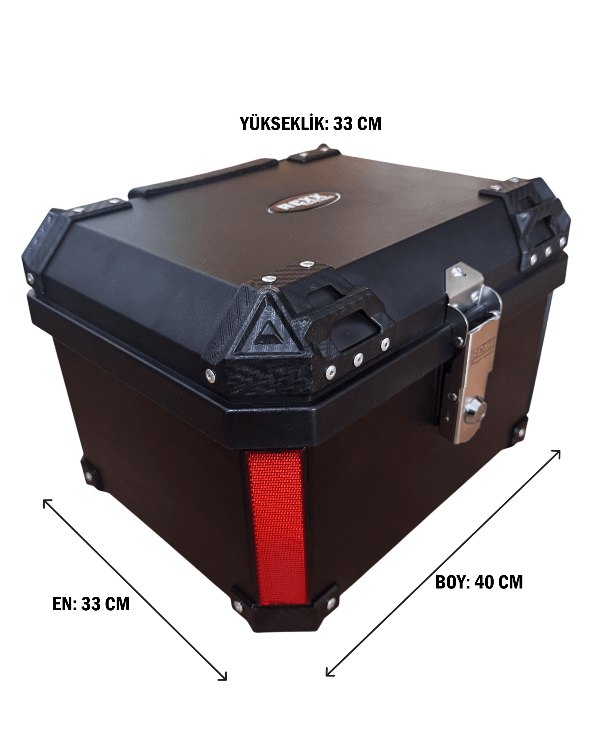 REXX MARKA 45 LT MAT SİYAH UNIVERSAL KARE MOTOSİKLET ÇANTASI