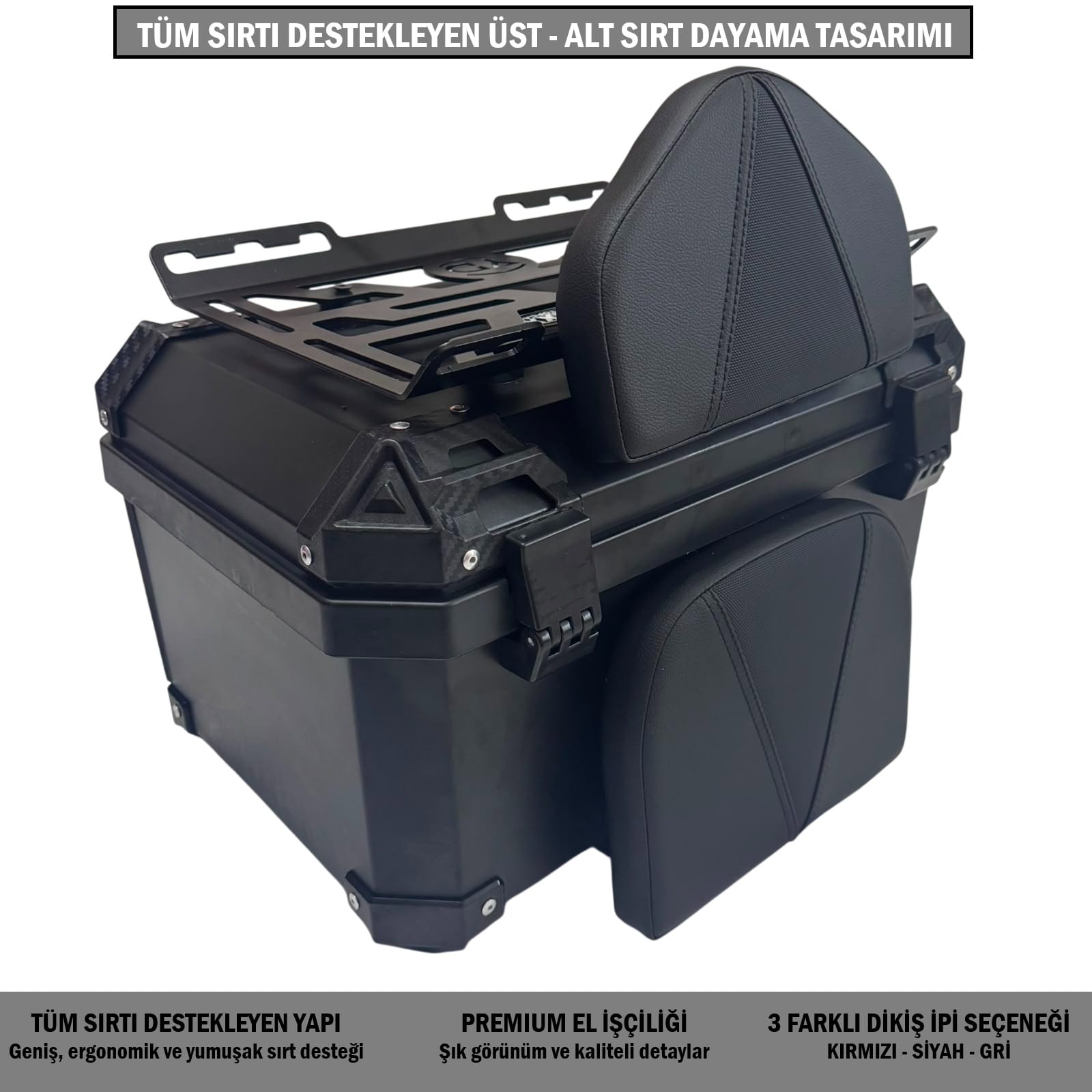 Motosiklet Çantası 60 LT Kare Çanta 3’lü Premium Paket